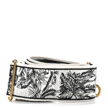CHRISTIAN DIOR Canvas Embroidered Toile De Jouy Voyage Shoulder Strap White Black