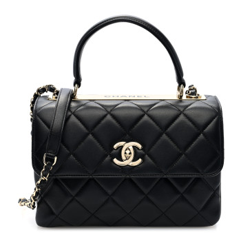 CHANEL Lambskin Quilted Small Trendy CC Dual Handle Flap Bag Black