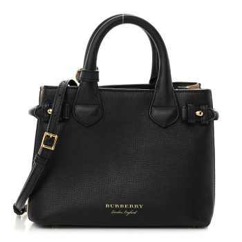 BURBERRY Derby Calfskin House Check Baby Banner Tote Black