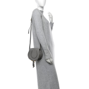 CHLOE Grained Calfskin Small Marcie Saddle Bag Cashmere Grey