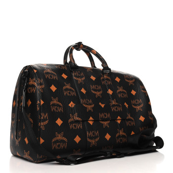 MCM Visetos Medium Travel Weekend Duffle Bag Black Orange