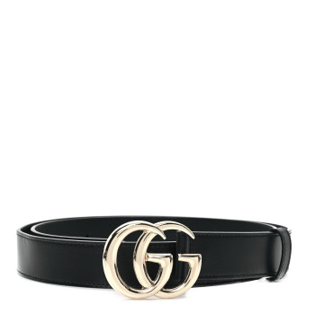 GUCCI Plutone Calfskin Double G 30mm Belt 100 40 Black