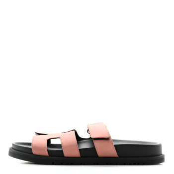 HERMES Satin Crepe Chypre Sandals 36 Bois De Rose