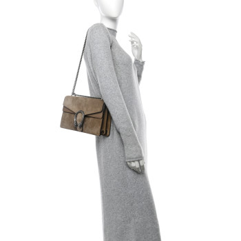 GUCCI Suede Small Dionysus Shoulder Bag Taupe