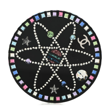 CHANEL Glittered Resin Strass Brooch Black Pink