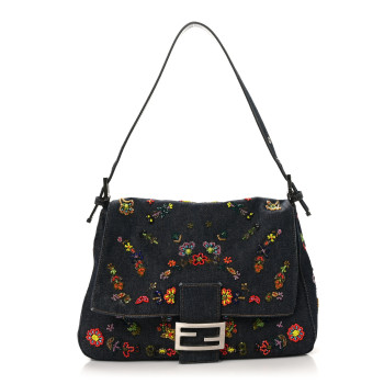 FENDI Denim Beaded Mama Baguette Blue FENDI Denim Beaded Mama Baguette Blue