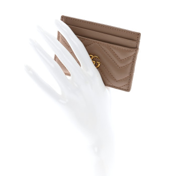 GUCCI Calfskin Matelasse GG Marmont Card Holder Porcelain Rose