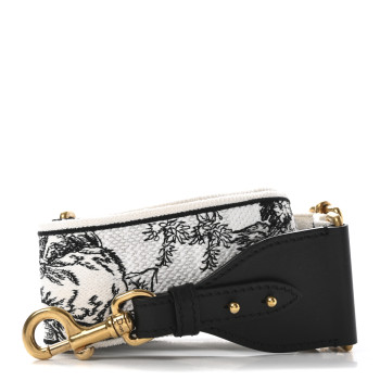 CHRISTIAN DIOR Canvas Embroidered Toile De Jouy Voyage Shoulder Strap White Black
