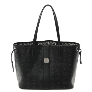 MCM Visetos Medium Liz Reversible Shopper Tote Black