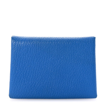 HERMES Chevre Mysore Calvi Duo Card Case Bleu Hydra