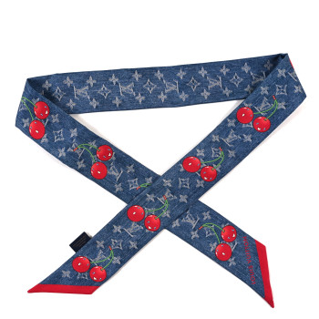 LOUIS VUITTON LV X TM Silk Monogram Cerises Bandeau  Denim Blue