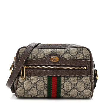 GUCCI GG Supreme Monogram Web Mini Ophidia Shoulder Bag Brown