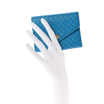 LOUIS VUITTON Calfskin Nanogram Embossed Victorine Wallet Bleu