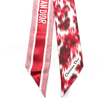 CHRISTIAN DIOR Silk Mitzah Wildior Scarf Bordeaux