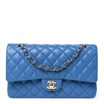 CHANEL Caviar Quilted Medium Double Flap Blue CHANEL Caviar Quilted Medium Double Flap Blue
