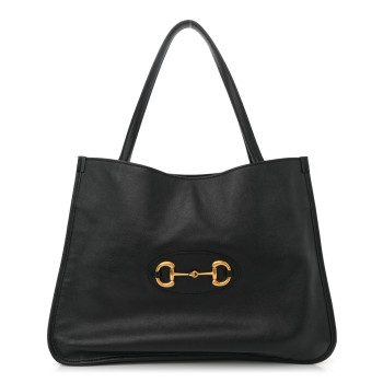 GUCCI New Sakai Calfskin Lux Horsebit 1955 Tote Bag Black
