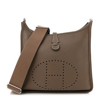 HERMES Taurillon Clemence Evelyne III PM Etoupe