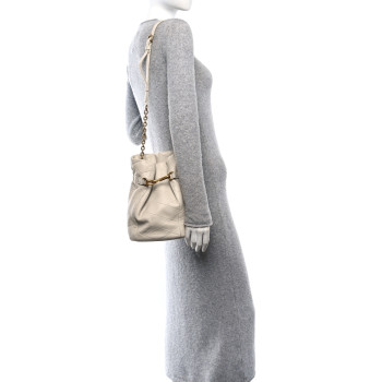 SAINT LAURENT Lambskin Quilted Le Maillon Bucket Bag Crema Soft