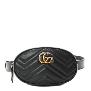 GUCCI Calfskin Matelasse GG Marmont Belt Bag 75 30 Black