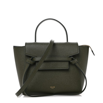 CELINE Grained Calfskin Nano Belt Bag Army Green
