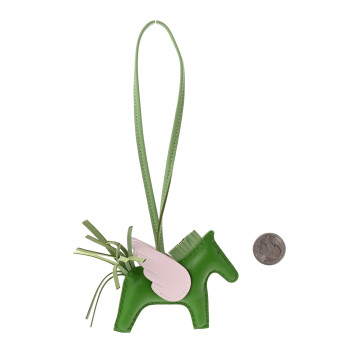 HERMES Milo Lambskin Grigri Rodeo Pegase Horse Bag Charm PM Vert Yucca Vert Criquet Mauve Pale