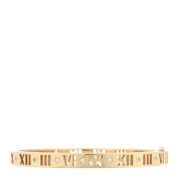 TIFFANY 18K Yellow Gold Diamond Atlas Pierced Hinged Bangle Bracelet