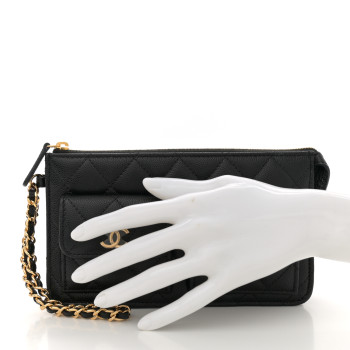 CHANEL Caviar Quilted Polly Pocket Pouch Black
