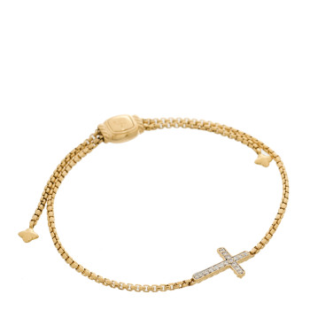 DAVID YURMAN 18K Yellow Gold Diamond Petite Pave Cross Chain Bracelet