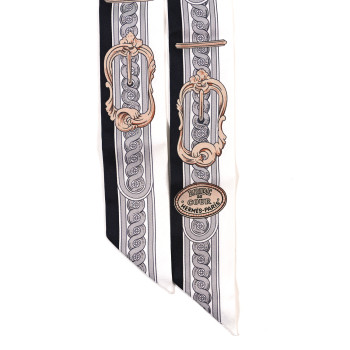 HERMES Silk Bride De Cour Twilly Black White Or Rose