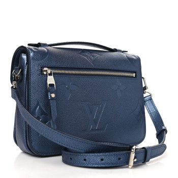 LOUIS VUITTON Metallic Empreinte Monogram Giant Pochette Metis Navy Nacre
