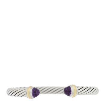 DAVID YURMAN Sterling Silver 14K Yellow Gold Amethyst 7mm Cable Classics Bracelet