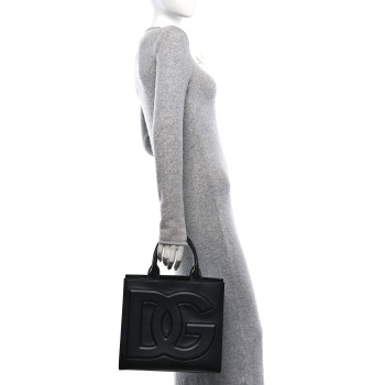 DOLCE & GABBANA Calfskin DG Daily Shopper Tote Black