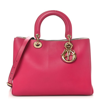 CHRISTIAN DIOR Smooth Calfskin Medium Diorissimo Tote Fuchsia