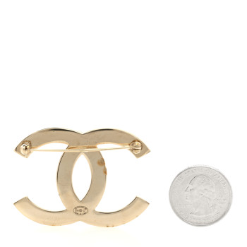 CHANEL Baguette Crystal Quilted CC Brooch Gold