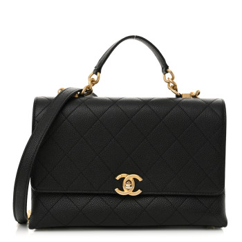 CHANEL Grained Calfskin Small Stitched Flap Black