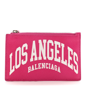 BALENCIAGA Grained Calfskin Large Cash Long Coin Card Holder Hot Pink