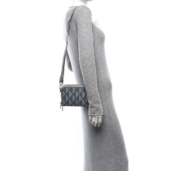 CHRISTIAN DIOR Coated Canvas CD Diamond Messenger Pouch Grey