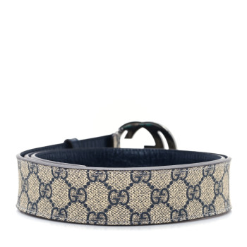 GUCCI GG Supreme Monogram Selleria Calfskin Interlocking G 40mm Belt 110 44 Navy