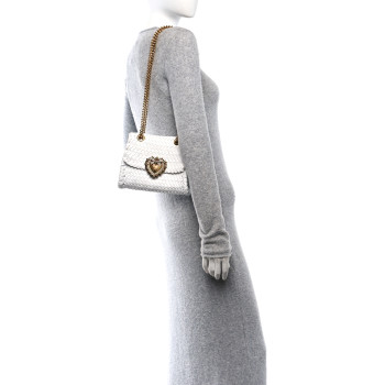 DOLCE & GABBANA Nappa Woven Small Devotion Envelope Shoulder Bag White