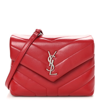 SAINT LAURENT Calfskin Y Quilted Monogram Toy Loulou Crossbody Bag New Lipstick