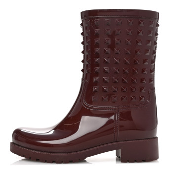 VALENTINO GARAVANI Rubber Rockstud Short Rainboots 40 Rubin
