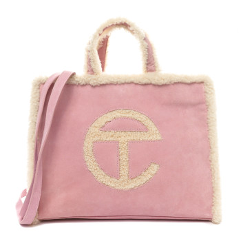 TELFAR X UGG Suede Shearling Medium Shopping Bag Pink