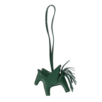 HERMES Milo Lambskin Grigri Rodeo Pegase Horse Bag Charm PM Vert Moyen
