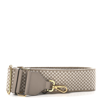 FENDI Ribbon Vitello King Logo Embossed Gingham Woven Adjustable Strap You Beige