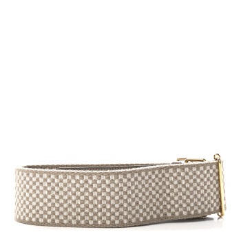 FENDI Ribbon Vitello King Logo Embossed Gingham Woven Adjustable Strap You Beige