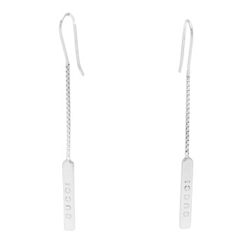 GUCCI 18K White Gold Bar Drop Earrings