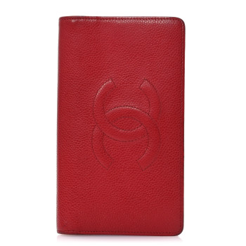 CHANEL Caviar Timeless CC Yen Wallet Red