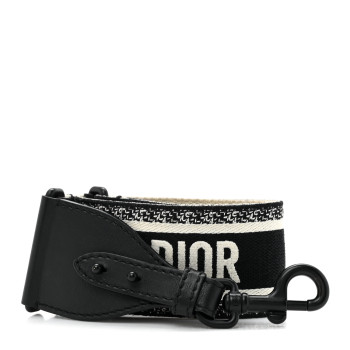 CHRISTIAN DIOR Canvas Embroidered Shoulder Strap Black Ultramatte