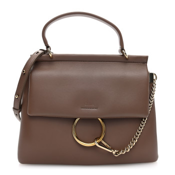 CHLOE Calfskin Medium Faye Top Handle Bag Desert Taupe