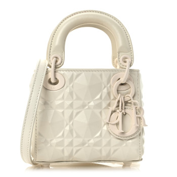 CHRISTIAN DIOR Calfskin Cannage Diamond Micro Lady Dior Latte